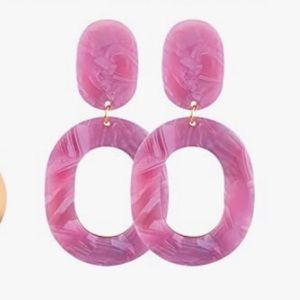 ⚠️ New. Light pink marbled acrylic statement earrings